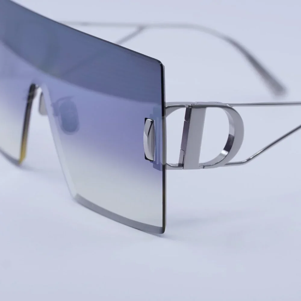 Dior 30MONTAIGNE M1U F0A6 Rimless Sunglasses Silver Shield Frame, Grey Lenses - Picture 8 of 11